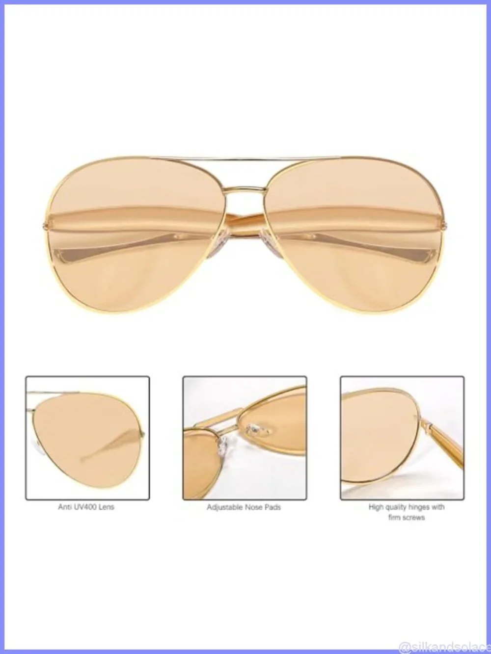 Oversized Retro Aviator Sunglasses UV400 Metal Full Frame Shield